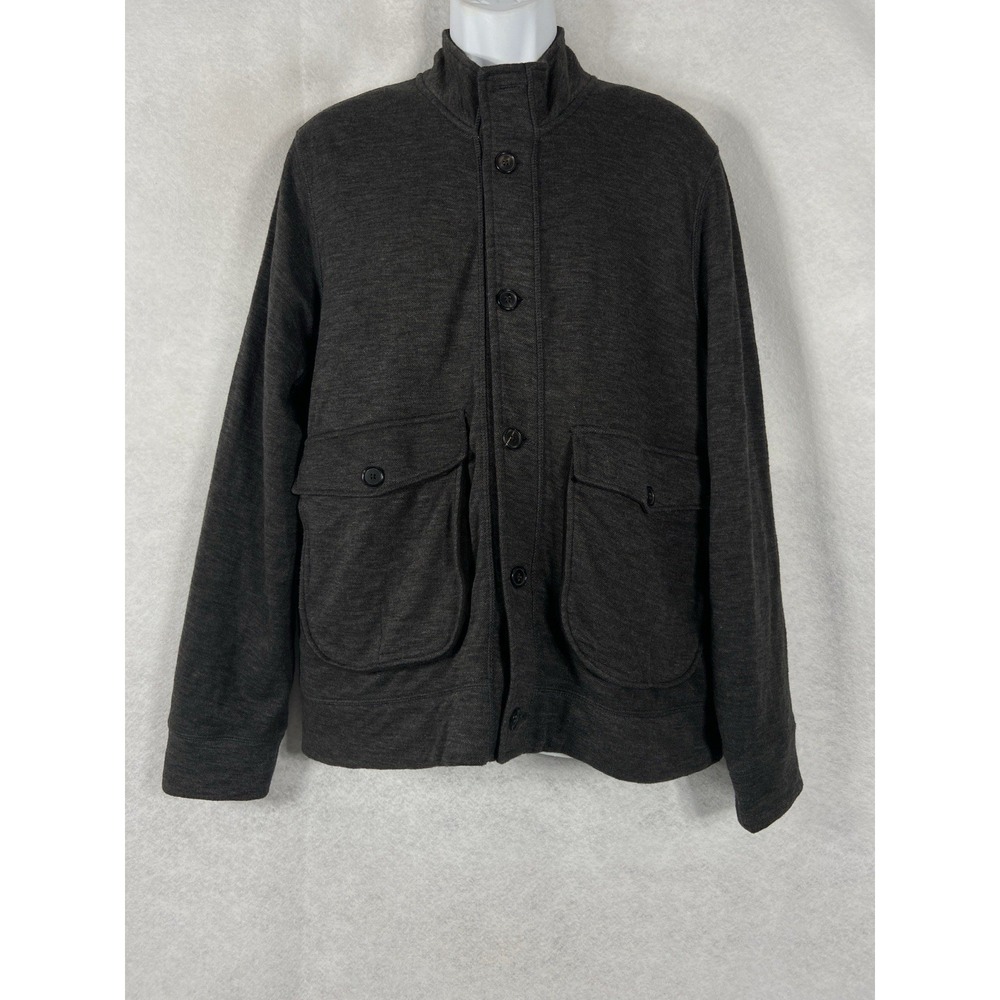 Billy Reid Cardigan Men's Large Gray Collared Pockets Button Up Long Sleeve